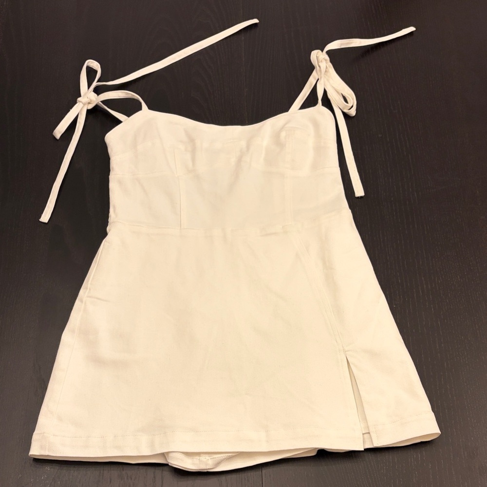Cream Tie-Shoulder Mini Dress